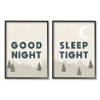 Stupell Industries fraza za laku noć za San uska fraza Noćna ilustracija planinskog pejzaža, 14, Dizajn