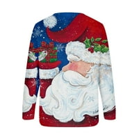 Ženski Dugi rukav Casual Shirts Božić uzorak dizajn Snowflake okrugli vrat Duks udoban pulover vrhovi
