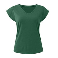 Ženski vrhovi Ženski modni ljetni V izrez jednobojni kratki rukavi majice Top