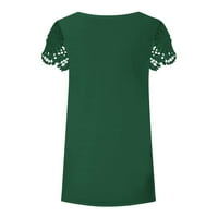 Ženski vrhovi Ženska Moda Casual labavi V-izrez štampani čipkasti kratki rukav majica Top zeleni XXL