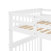 Aukfa Dječiji Kreveti Na Sprat sa stepeništem i policama za odlaganje, Twin over Twin, bijeli