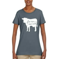 Ljubitelj Životinja Na Farmi Uzgojenih Krava Ženske Grafičke Majice, Ugalj, Male