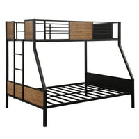 Twin-over-full krevet na sprat, Aukfa moderan stil kreveta na sprat sa sigurnosnom šinom, ugrađene merdevine,