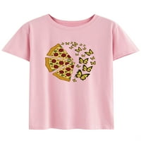 Žene Leptiri Pizza Grafički Print Crew Vrat Kratki Rukav T-Shirt