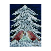 Zaštitni znak likovne umjetnosti' ljubavne ptice u snijegu ' platnena Umjetnost Cheryl Bartley