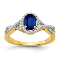 Čvrsti dijamant od 14k žutog zlata i safir plavi Septembar zaručnički prsten od dragog kamenja Veličina