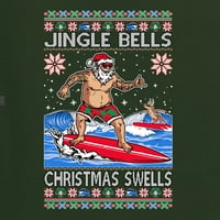 Divlji Bobby, Jingle Bells Božićne bubrege ružni božićni džemper muškarci dugih rukava, šumska zelena,
