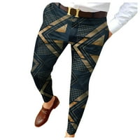 Muškarci Slim Fit print zipper pantalone sa dugmadima odijelo muške Casual modne duge pantalone zatvoreni