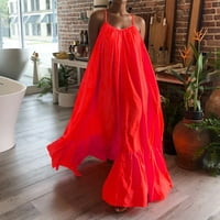 drpgunly haljine za žene Moda Casual čvrste trake haljina džep labave leđa Big Swing haljina ljetne haljine komoda narandžasta M
