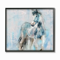 Stupell Industries šetnja konjima plava ružičasta slika životinja sa teksturom uokvirena zidna Umjetnost