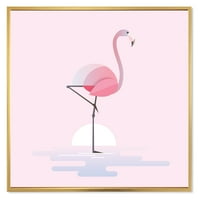 PROIZVODNJA 'Stojeći na jednoj nožoj ružičastoj Flamingo' Farmhouse uokvirila je platno Art Art Art Print
