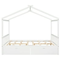 Aukfa Full House Bed sa ladicama za odlaganje, Wood Montessori Bed-Bijela