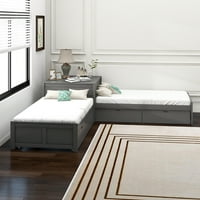 Borov krevet sa dvostrukom platformom u obliku slova L za dijete, siva