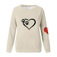 Podplug ženska Casual Moda Dan zaljubljenih Print Dugi rukav o-izrez pulover Top poklon za Dan zaljubljenih