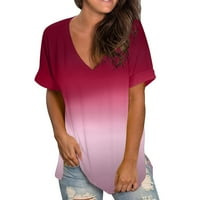 Womens Plus Size Tops Neck Printed Loose Side Split Tunika Tee Shirt Top Summer Floral Xl Red Kratki Rukav