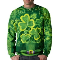 Men St Patricks Day T-Shirt 3d Uskršnji Print Slim-Fit Dugi rukav posada vrat vrhovi pulover labave Casual Shirt bluza