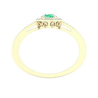 Carski dragi kamen 10k žutog zlata kruška smaragdni CT TW dijamantski Halo ženski prsten