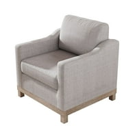 Momspeace moderna akcentna stolica sa gumenom drvenom podlogom za dnevni boravak, spavaću sobu, kancelariju-siva
