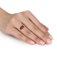 Miabella ženska karat t.g.w. Octagon-CUT GARNET i dijamantni naglasak 10kt žuto zlato 3 kameni prsten