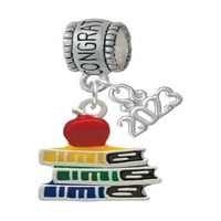 Delight nakit silverterne školske knjige sa crvenom jabukom čestitam šarm perle s visećem