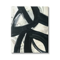 Stupell Industries dinamični moderni potezi crne boje podebljano apstraktno slikarstvo Galerija umotano