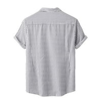 Zodggu Stripes Stripe Print Plaid bluze košulje Havajske cvjetne košulje za muškarce Kratki rukav gumb