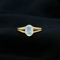 Ovalni rez Etiopljanin Opal Solitaire prsten, oktobar Rođinski prsten, 14k žuto zlato, SAD 6.00