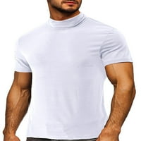 Prednji protok Muški T majica Visoki vrat Ljetni vrhovi kratki rukav majica za odmor modna bluza pulover od pulove boje bijeli xl