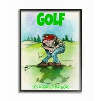 Prvo slovo riječ smiješni Golf crtani sportski dizajn XXL uokvirena Giclee teksturirana Umjetnost Gary Patterson