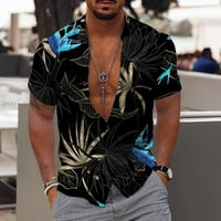 Kakina s Summer Shirts for Men Clearance Men Fashion Casual Buttons Hawaii štampanje odbijeni kratki rukav