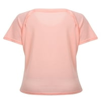 Ženski labavi jednobojni V-izrez kratki rukav za Casual majicu