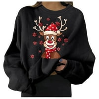 Ženski duksevi ženski Božićni Print Crew vrat Dugi rukav labavi duksevi pulover Top jesen zima Moda