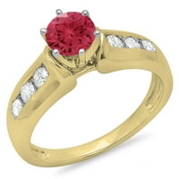 DazzlingRock kolekcija 14k okrugli rubin i bijeli dijamantski ženski montirani prsten za angažman, žuto