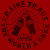 Muška Coca Cola Unity Voleo bih da kupim svetu Koks grafički Tee crveni veliki