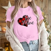 Valentines Day Pokloni, odrasli modni kratki rukav Okrugli vrat za Valentinovo Ispis Ležerne bluza Majica