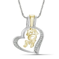 JewelersClub mama ogrlica dva tona srebra ogrlica za žene-prekrasan naglasak Bijeli dijamanti + . Dvotonska Srebrna ogrlica majke kćeri – Majčin dan pokloni ogrlice za žene