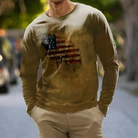 Hanas Fashion Muški vrhovi Muške modne ležerne pruge tiskane majice s dugim rukavima, bluza smeđeg m Brown M