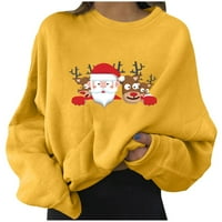 Ženski džemper Ženski božićni ispis Duks dugih rukava Tunika TOP pulover džemper s kapuljačom za žene