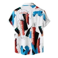 Xihbxyly muns havajske majice Havajska majica za muškarce velika i visoka, muškarci casual print poklopca kratki rukav džepni gumb za zatvaranje bluza majica muška tropsko dugme dolje majice bijele boje, xl