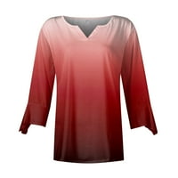 Ženski rukav vrhovi V-izrez Casual Duks prevelike majice za žene na klirensu crvena Veličina 2XL