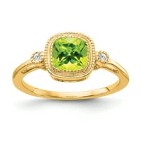 Primal Gold Karat žuti zlatni Peridot i dijamantski prsten