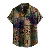 Muškarci Havaji Print Shirt Muškarci Casual Top Dugme Dolje Kratki Rukav Modni Rever Kardigan Ljetna Majica