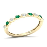 Imperial dragi kamen 10k žuto zlato okrugli rez smaragd CT TW dijamant ženski bend