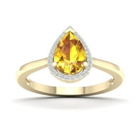 Carski dragi kamen 10k žutog zlata kruška izrezana citrin CT TW dijamantski Halo ženski prsten