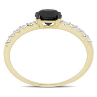 Miabella 1-karat T. W. crno-bijeli dijamant 14k zaručnički prsten od žutog zlata
