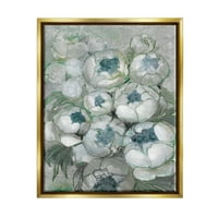 Stupell Moderni Bijeli Proljetni Božur Buds Botaničko-Cvjetno Slikarstvo Zlatni Plutač Uokvireni Art Print Wall Art