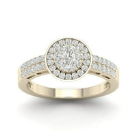 1 2CT TDW Diamond 10K žuti zlatni doble halo zaručnički prsten