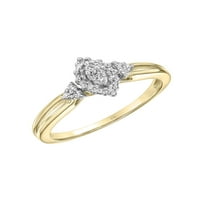 Držite dijamant-akcent 10kt Žuti zlatni halo zaručnički prsten