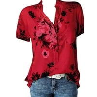 Cleance ispod $ Ljetna casual labava grafička majica V-izrez Top bluza hladnih ramena za žene Jednostavna gornja majica