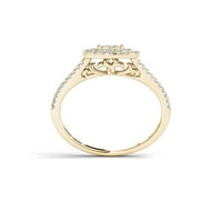 1 2ct TDW dijamant 10k dijamant od žutog zlata dvostruki oreol zaručnički prsten